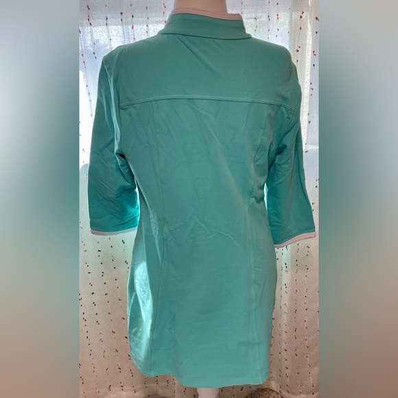 Boston Proper Shift Dress Turquoise Athleisure Chic Zip Front Resort Large - Picture 2 of 13